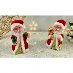 Tancujúci a spievajúci Santa v Zlatom plášti 17 cm