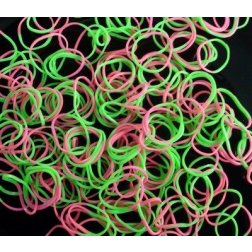 Loom Bands gumičky s háčkem na pletení - (růžovo-zelené)
