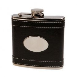 Placatka LEATHER nerez + kůže 180 ml