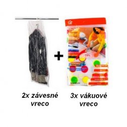 Vákuumzsák 3 db 60x80cm + 2 db függő zsák 70x105cm