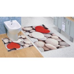 Kúpeľňová sada predložiek 3D 60x100 + 60x50cm Světlé kameny
