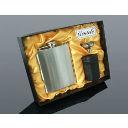 Nerezová placatka 240 ml s 4x pohárky a nálevkou