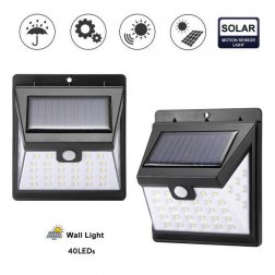 LED napelemes kültéri fény, 40 LED, érzékelővel, dimmer-rel, vezeték nélküli
