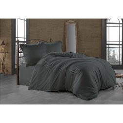Brotex Francouzské povlečení Satén 200x200, 70x90cm Tmavě šedé