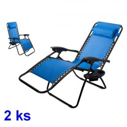 Záhradné kreslo lehátko skladacie Zero Gravity Blue 2 ks