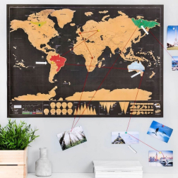 Stírací mapa světa DELUXE černá 82 x 59 cm
