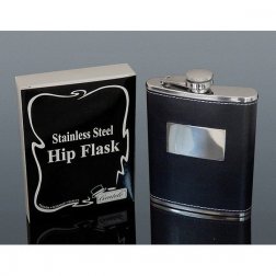 Flaska 210 ml rozsdamentes acél és fekete bőr