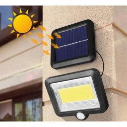 Solárne vonkajšie 100 LED COB osvetlenie s pohybovým senzorom