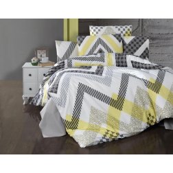 Predĺžené obliečky krep 140x220, 70x90cm Zigzag grey