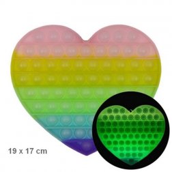 Pop it Antistresová hračka Srdce 19cm Svietiaca v tme