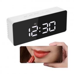 Zrcadlové LCD hodiny 4v1 bílé