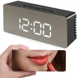 Zrcadlové LCD hodiny 4v1 černé
