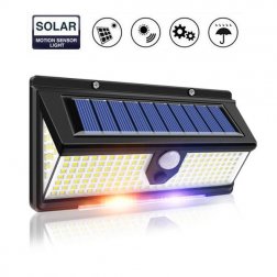 Napelemes kültéri lámpa, 100 LED-ek, érzékelővel, elsötétítő berendezéssel, vezeték nélküli
