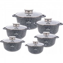Zilner 12 db-os titán edénykészlet ZL 7086 MARBLE INDUCTION
