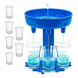 Alkohol adagoló és 6 db színes feles pohár készlet