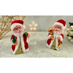 Táncoló és éneklő Mikulás aranyköpenyben 17 cm-es