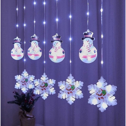 Svetelný záves 95LED Snehuliak so snehovými vločkami 2,5 m