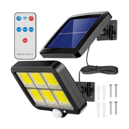 Solárne vonkajšie 120 LED COB osvetlenie s pohybovým senzorom