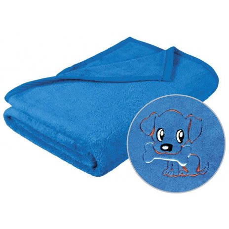 Detská micro deka 75x100cm modrá s výšivkou 