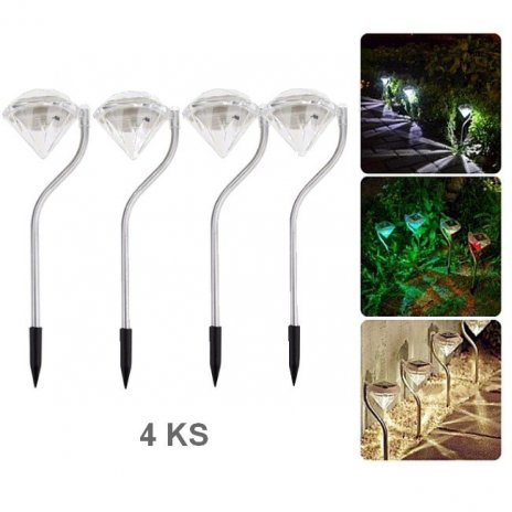 Solárna lampa DIAMOND 2 LED RGB viacfarebná 4 ks