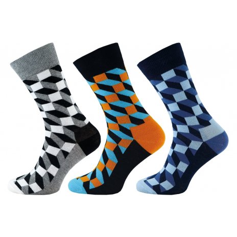 Ponožky Happy Socks 3 páry káro 