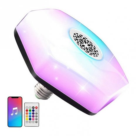 RGB Bluetooth LED lámpa hangszóróval, távirányítóval, E27 18 W 