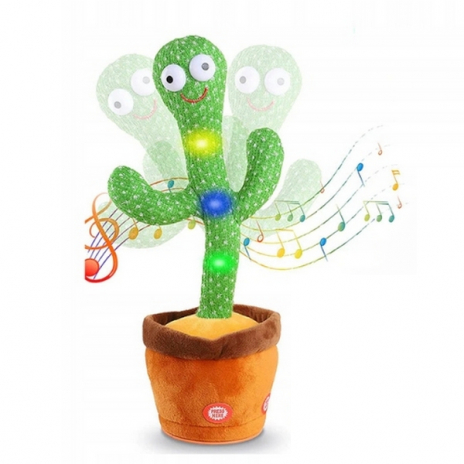 Táncoló, beszélő és éneklő USB plüss kaktusz, 32 cm 