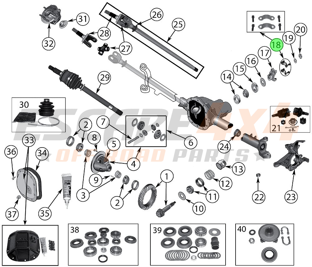 Jeep DANA 30 universal joint attachment kit | Escape4x4.eu