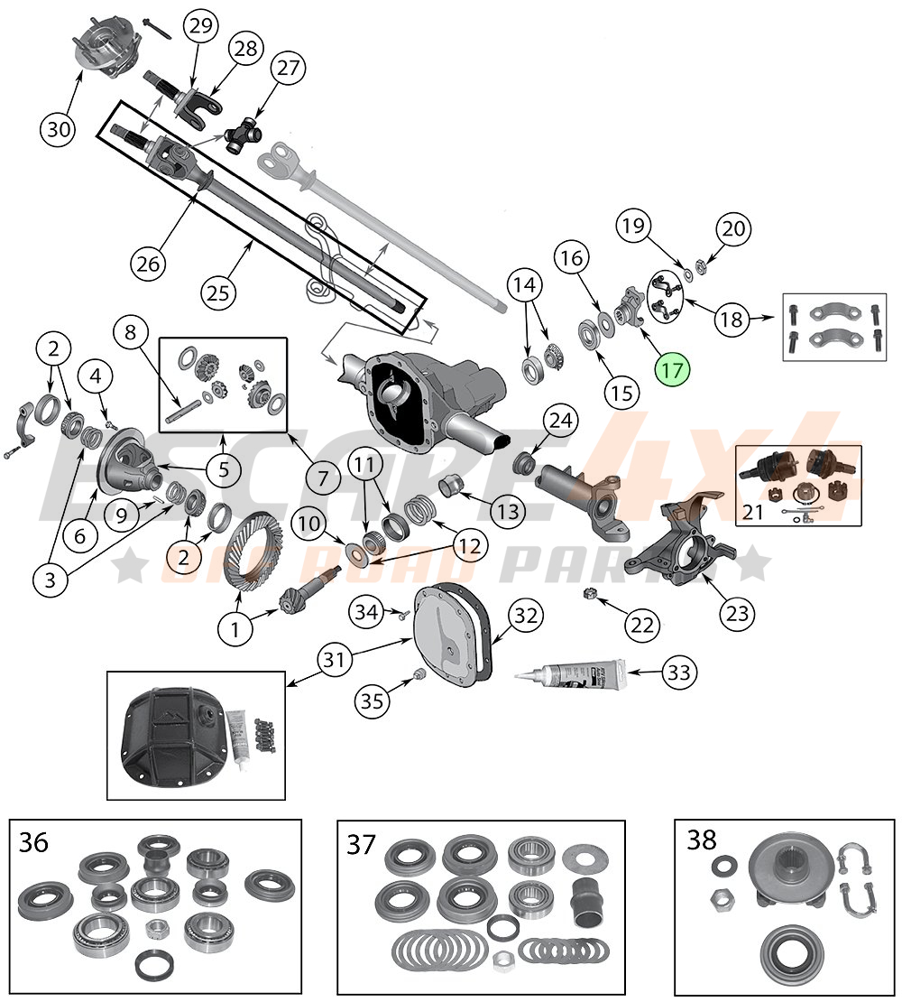 Cardan joint carrier Jeep DANA 30, 44