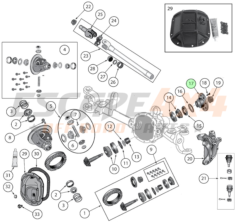 Cardan shaft flange Jeep DANA 30 | Escape4x4.eu