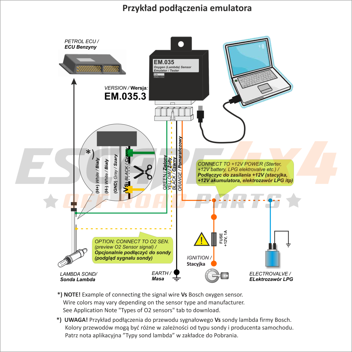 O2 sensor emulator (lambda sensor emulator) USB | Escape4x4.eu
