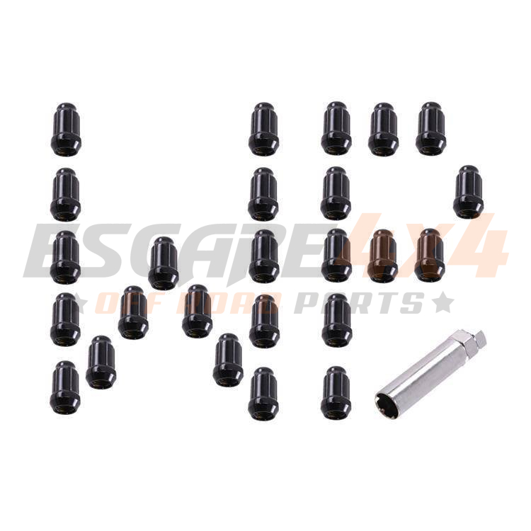 Black Wheel Nuts & Locks Set 16+4 – 12x1.25 Bolts For Nissan Navara Mk3 2015-2016