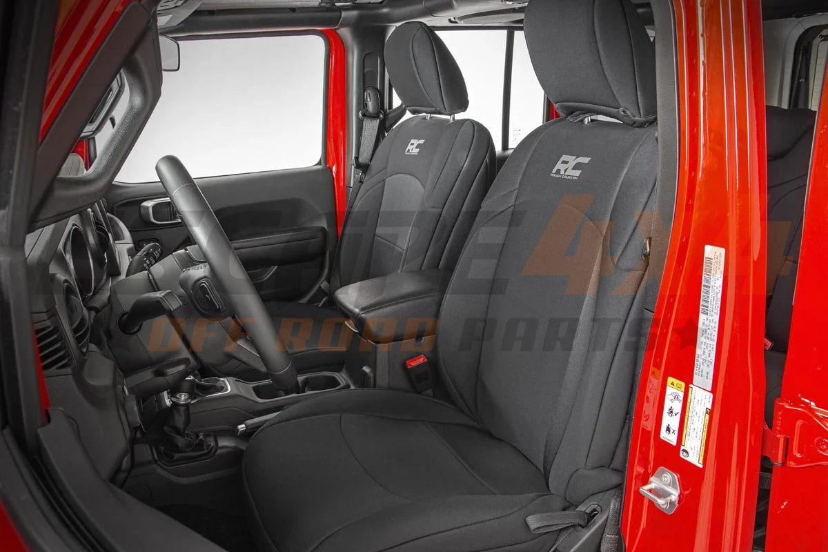 Auto Sitzbezüge Sets Jeep Wrangler JL JK 2000-2026 - Wasserdicht Atmungsaktiv Schonbezüge Schwarz