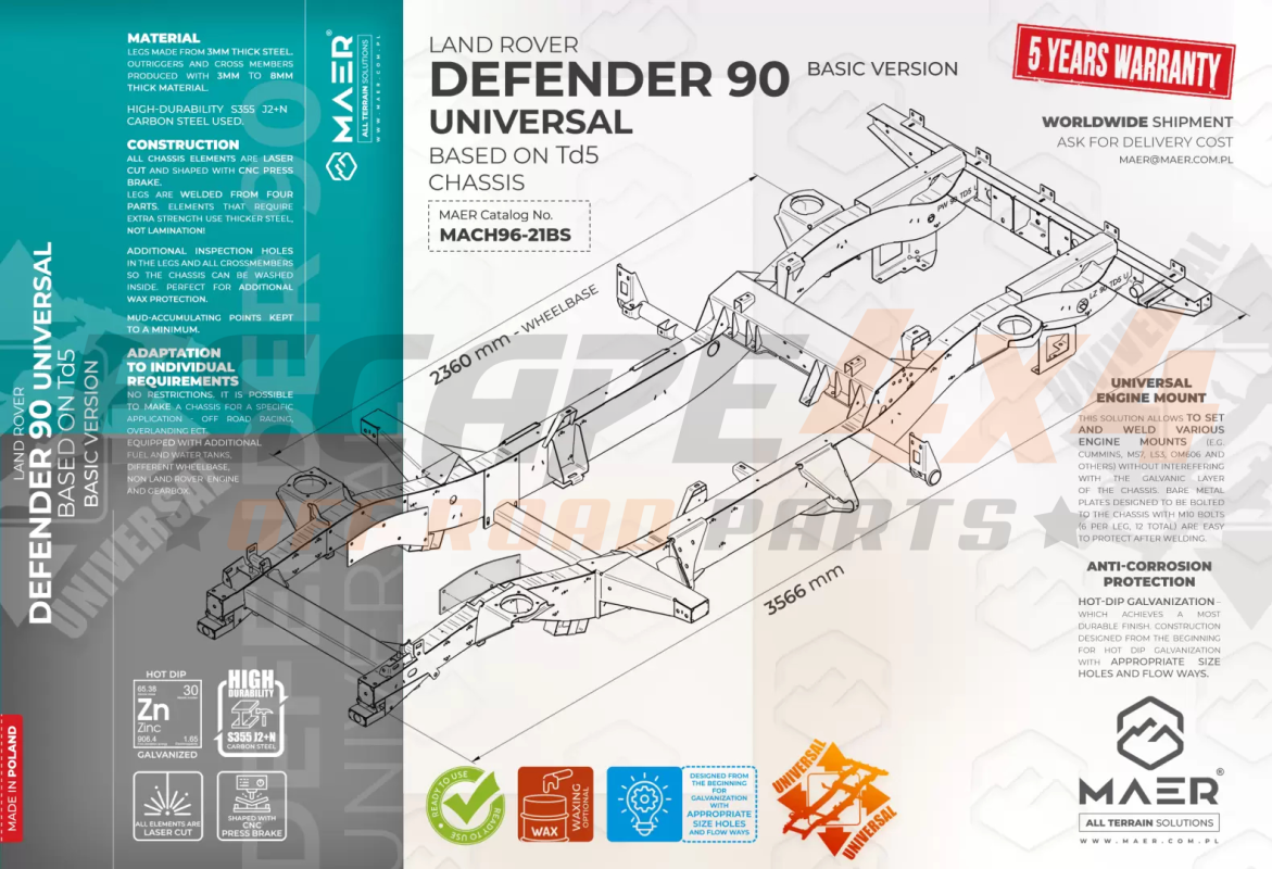 Land Rover Rear A Frame Frame for unoriginal engines Land Rover Defender 90 Td5 | Escape4x4.eu