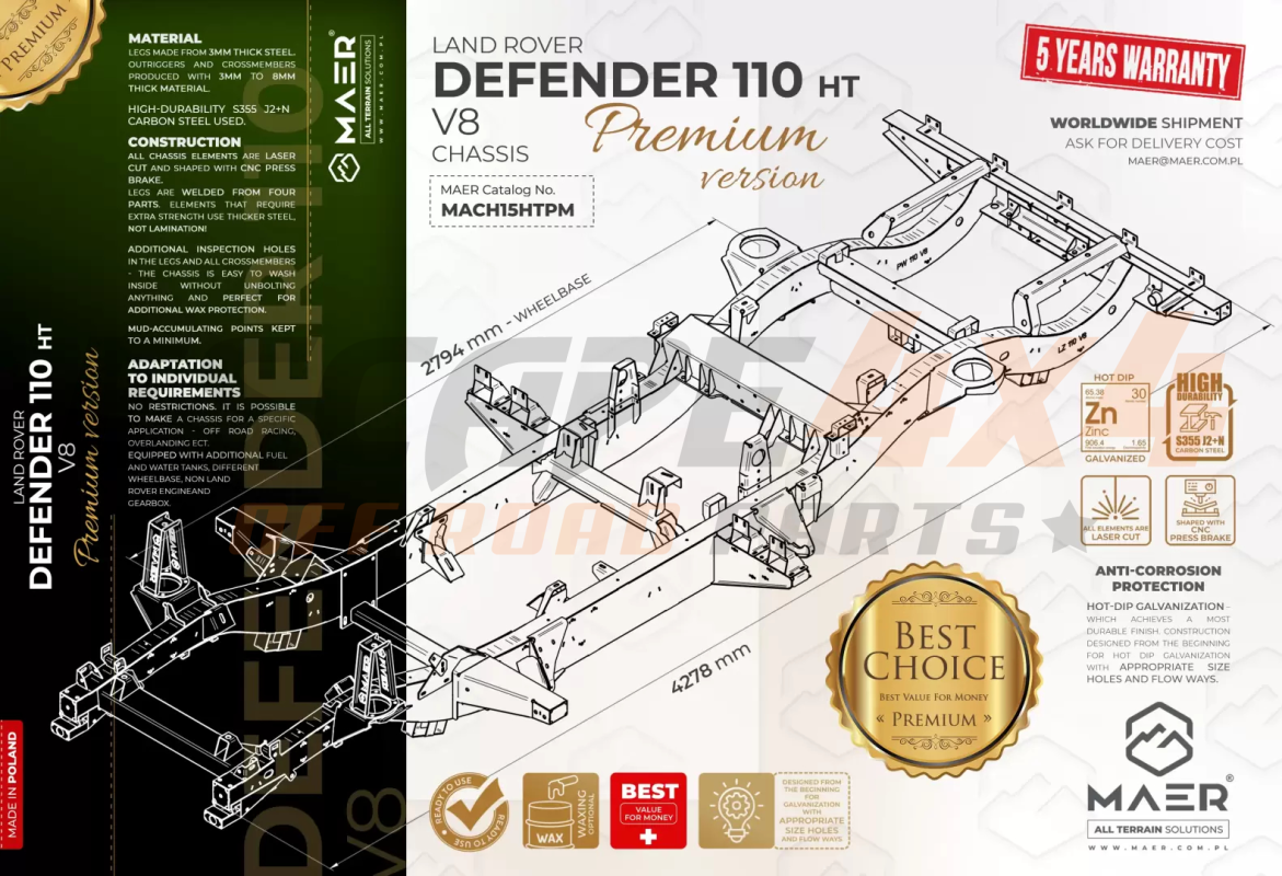 Frame Premium Land Rover Defender 110 V8 HT | Escape4x4.eu