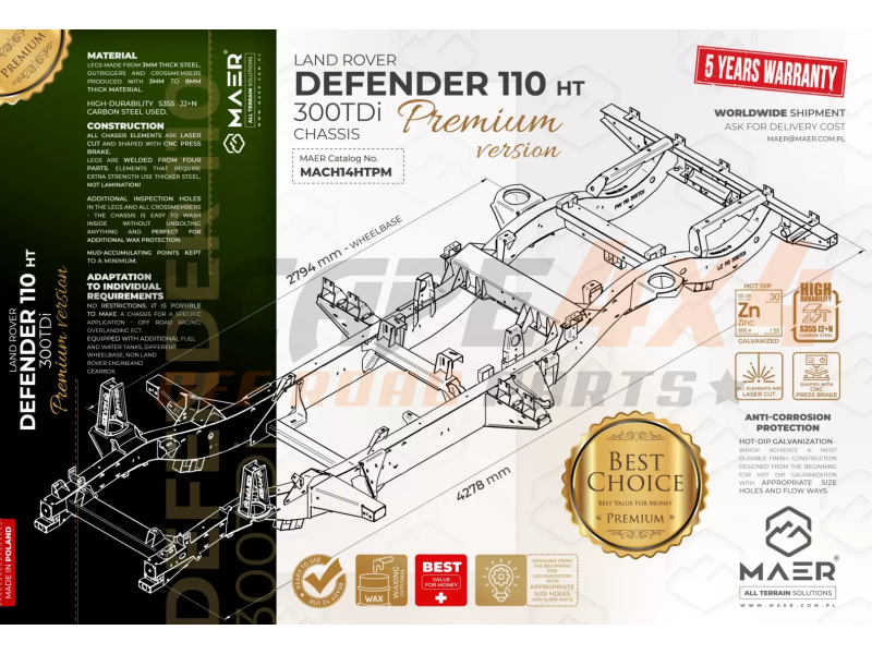 Frame Premium Land Rover Defender 110 300TDi HT | Escape4x4.eu