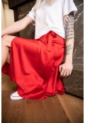 Červená zavinovací sukně z hedvábné směsi
