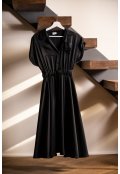 Černé košilové šaty z hedvábné směsi - krátké
