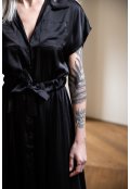 Černé košilové šaty z hedvábné směsi - krátké