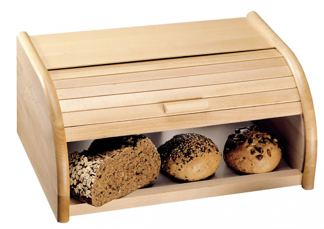 Dřevěný chlebník s rolovacím víkem, 30,5 x 15,5 x 20,5 cm