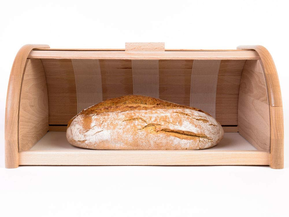 Dřevěný chlebník s rolovacím víkem, 39 x 18 x 25 cm