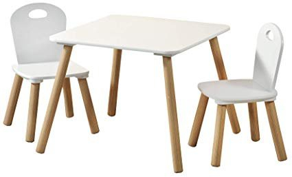 Sada dětský stolek se dvěmi židlemi bílý