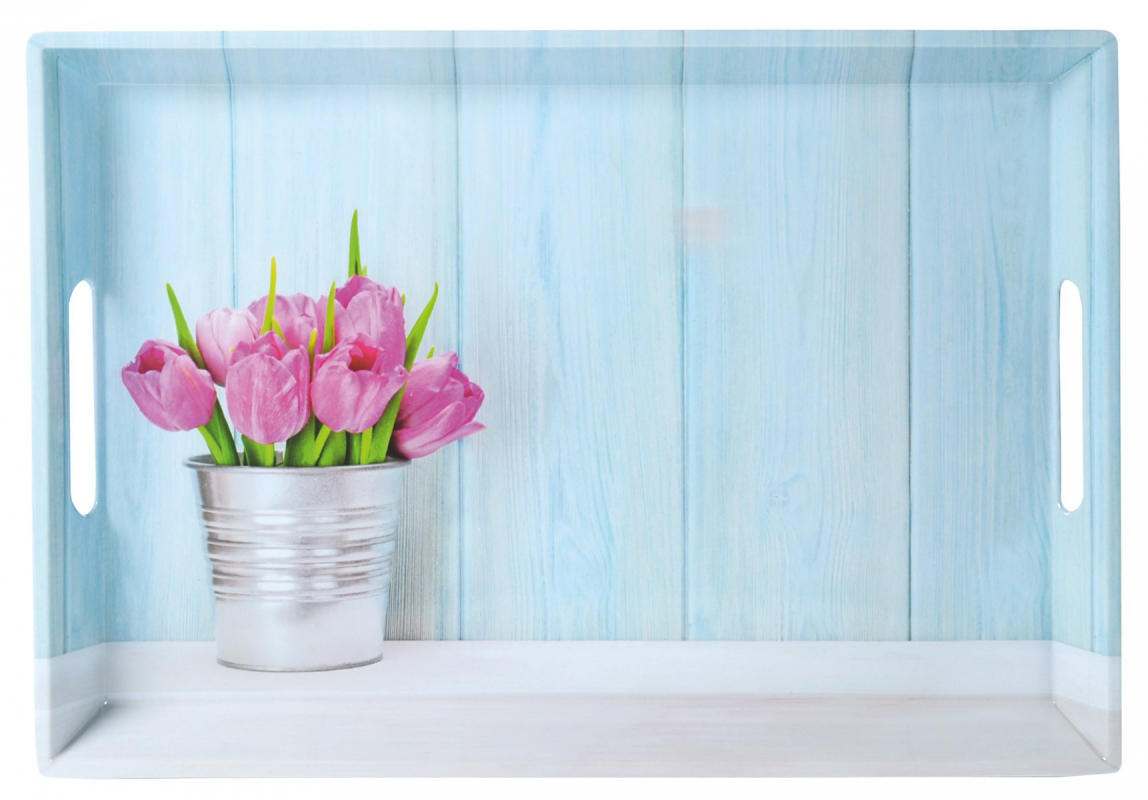 Servírovací tác s motivem tulipánů 50 x 35 cm