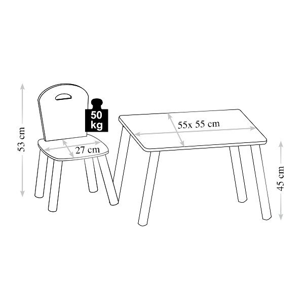 Kesper Sada dětský stolek se 2 židlemi, dřevovláknitá deska Alpaka