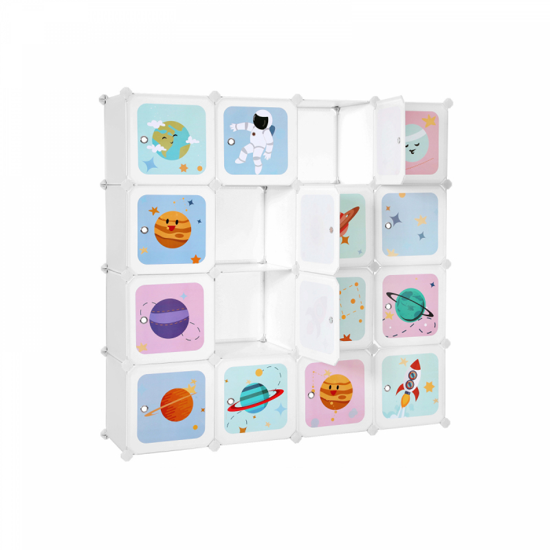 Songmics Organizér na hračky 15 boxů, vesmír 123 x 31 x 123 cm