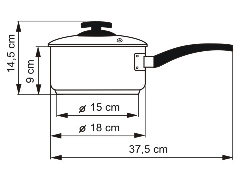 Rendlík s rukojetí Cerammax Pro Comfort s poklicí, průměr 18 cm, objem 2 l, keramický povrch černý granit