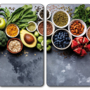 Multifunkční skleněná deska 2 ks, motiv Zdravé vaření