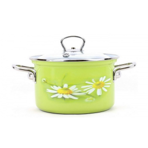 Hrnec smaltovaný se skleněnou poklicí Daisy 24 cm 6,1 l