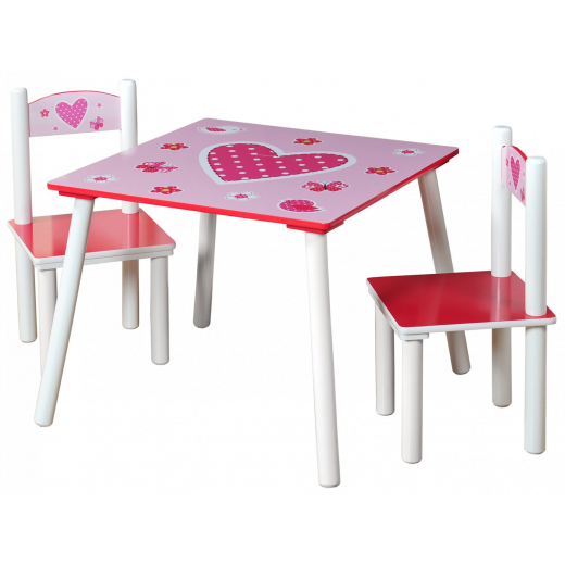Sada dětský stolek se dvěmi židlemi růžový 