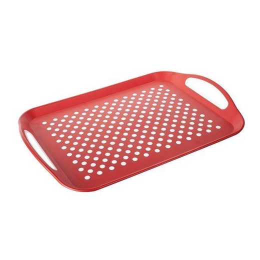 Plastový tác 46*32*4,5 cm červený, protiskluzový 